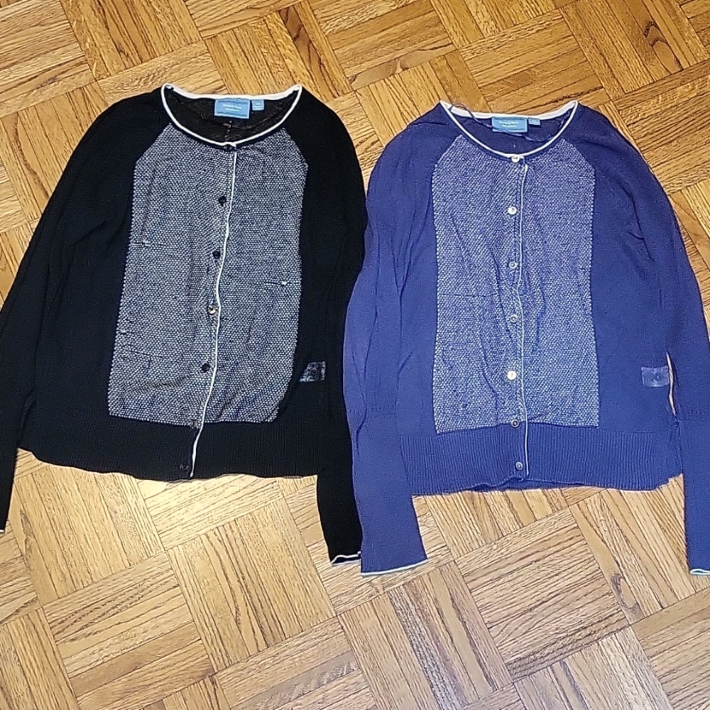 Lot of 2 Simply Vera Wang light knit cardigans purple and black XS